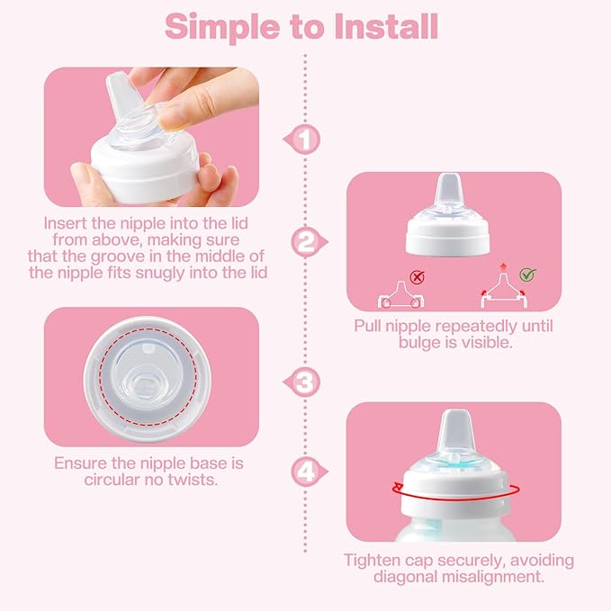 Sippy Spouts for Philips Avent Anti-Colic Baby Bottles, Food Grade Soft Silicone Sippy Cup Nipples, [Variable Flow] [Spill-Proof] [BPA-Free],6m+, 4 Count (Sippy + Straw Nipples)