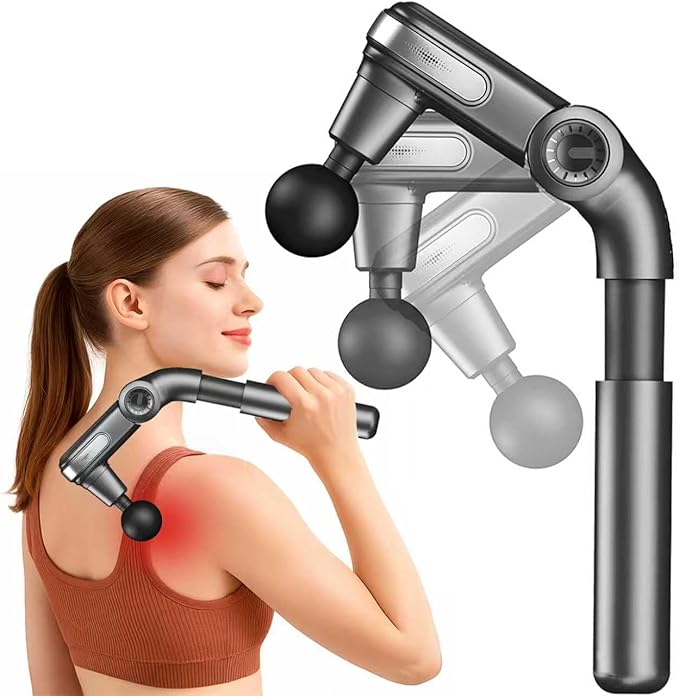 Foldable Massage Gun Deep Tissue with Retractable Handle，Back and Neck Massager for Pain Relief，Handheld Massager for Shou...
