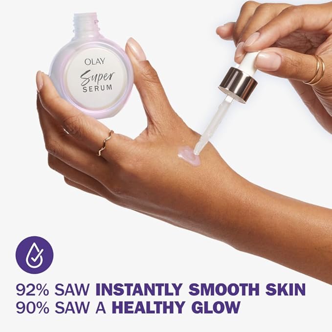 Olay Super Serum - Niacinamide, Vitamin C & E, Collagen Peptide, AHA - 5-in-1 Skin Care Benefits for Face - Healthy Glow, Brightening, Hydrating, Smoothing, Firming, Evens Tone, Anti-Aging, 1.7 Oz
