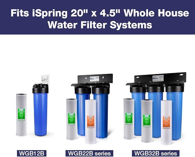 iSpring Whole House Water Filter Cartridge Bundle, Iron & Manganese Reducing Filter and CTO Carbon Block Replacement Cartridge, Models FM25B and FC25B