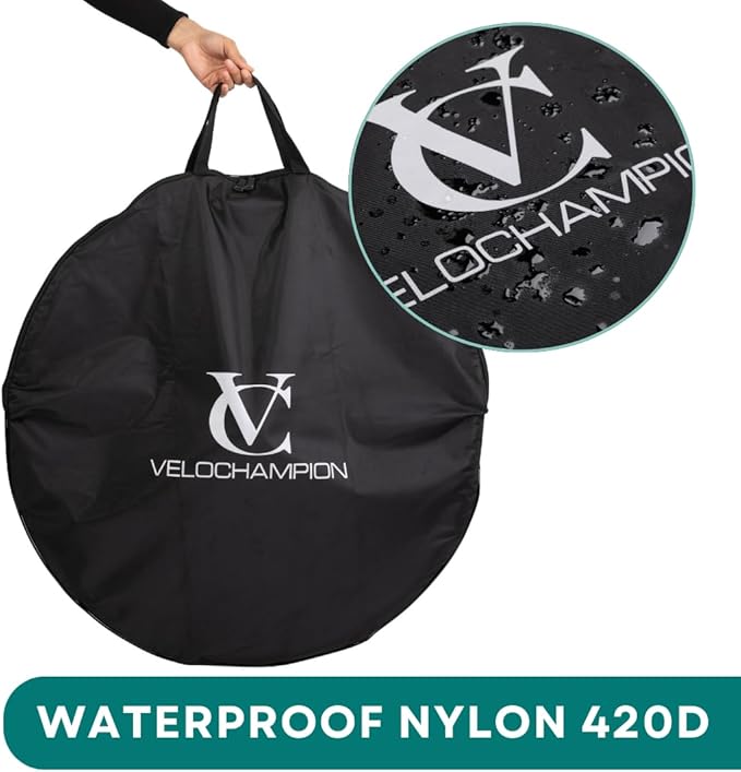 VeloChampion Waterproof Bicycle Wheel Case for 650b 700c Road Gravel & 26" Mountain Bike Wheels – Travel Bike Wheel Cover (1)