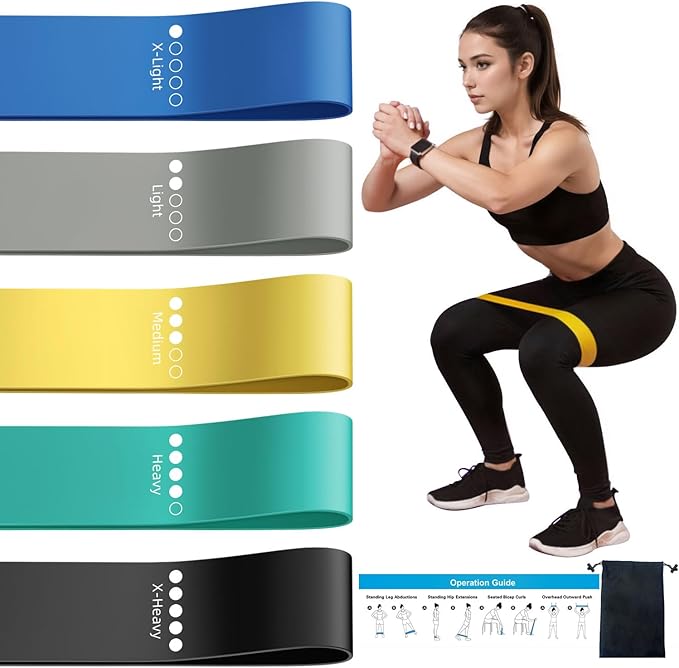 Resistance Loop Exercise Bands for Home Fitness, Yoga Pilates, Stretching, Strength Training, and Physical Therapy - Elast...