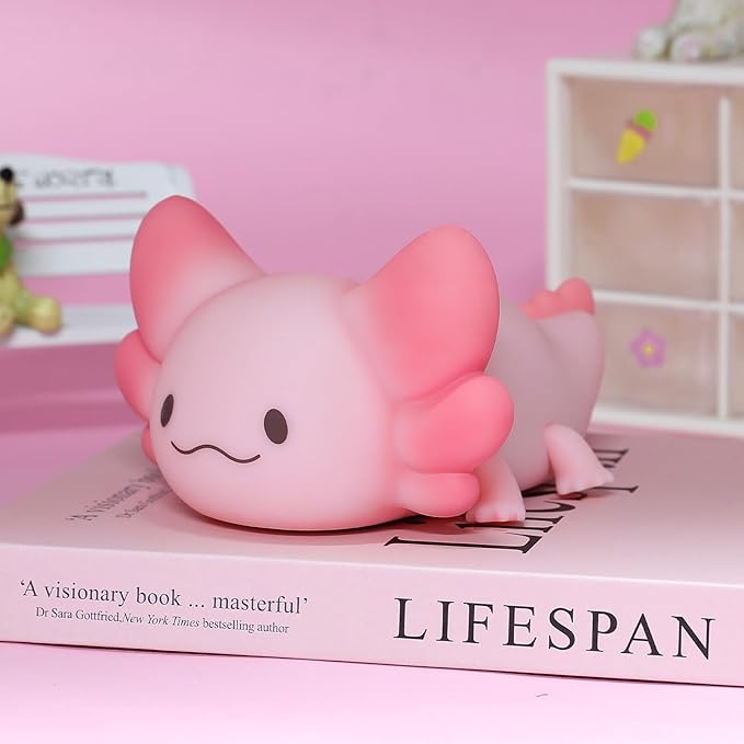 Tremdwoto Axolotl Night Light, 7 Colors Changing Cute Night Light for Kids with Dimmable & Timer,Lovely Rechargeable Novelty Nursery Light,Baby Room Decor,Axolotl Gifts for Girls and Boys