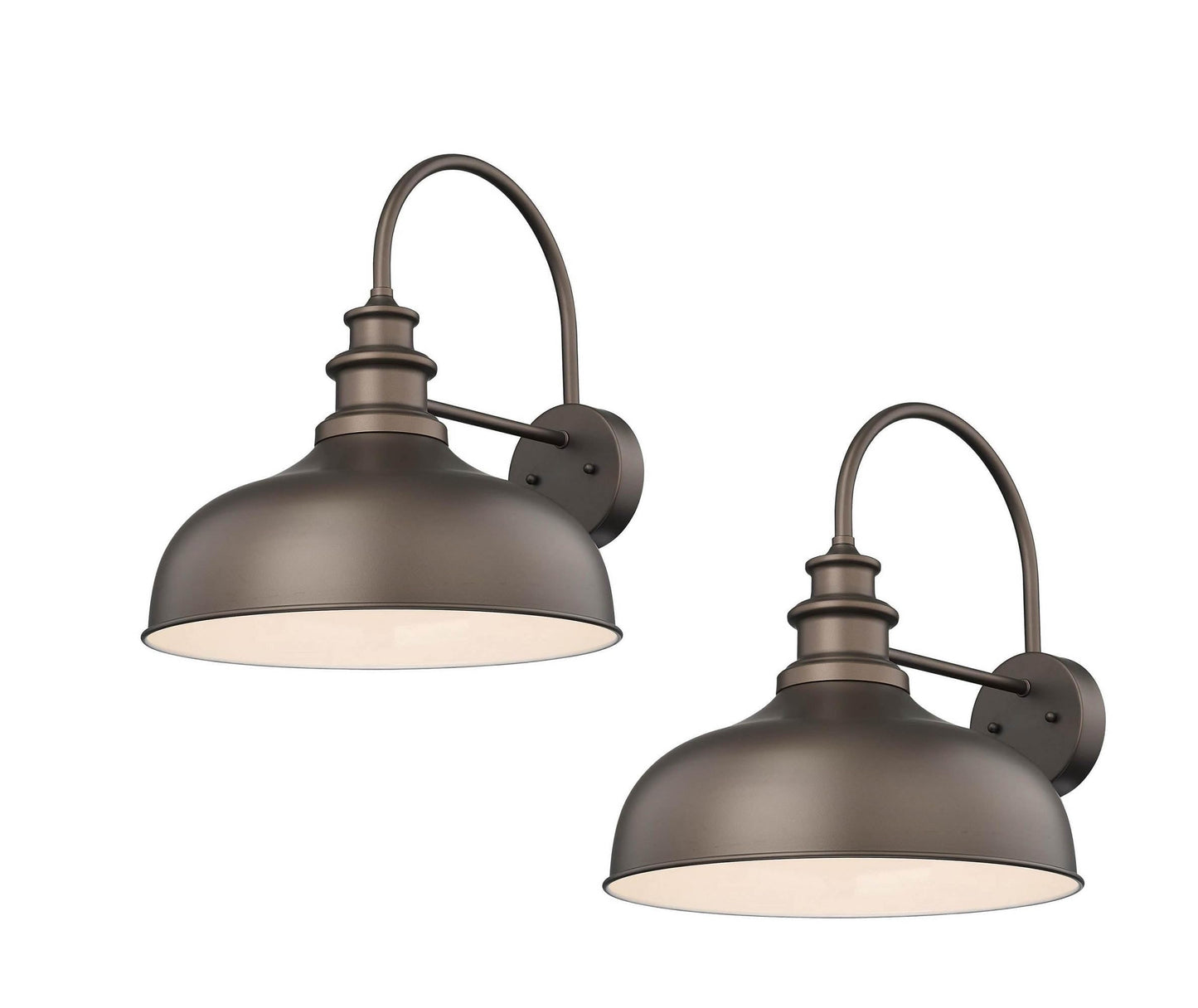 Bestshared Outdoor Gooseneck Barn Light Sconce Vintage Metal Wall Lantern 2pack ORB+White