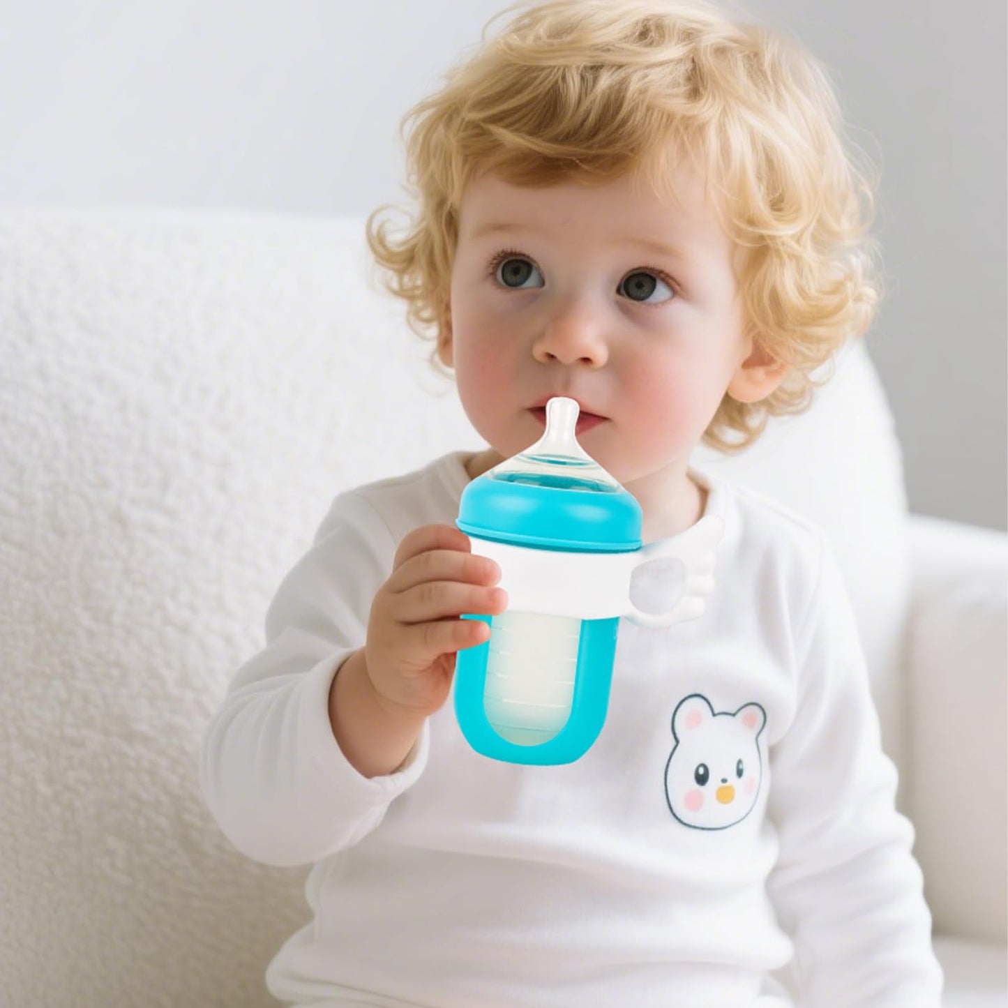Baby Bottle Handles for Boon Nursh Reusable Silicone Pouch Baby Bottles, Easy Grip Silicone Bottle Holder for Self Feeding