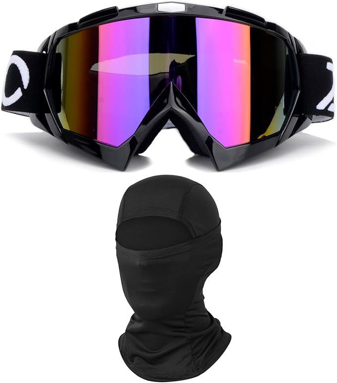 ZJNUO ATV Goggles with Balaclava face Mask for Men Women and Youth, Dirt Bike Motorcycle Motocross Riding Ski Goggles