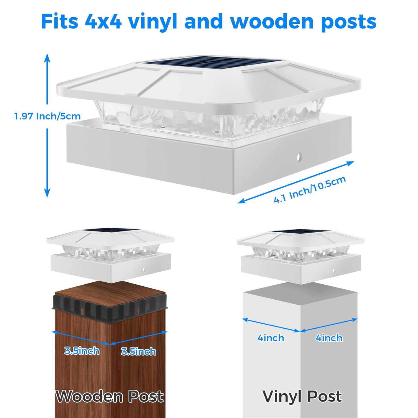 Peasur 4X4 Solar Post Cap Lights Outdoor With 3 Lighting Modes  Led Post Light Solar Powered Waterproof  Fence Deck Lights For 4X4 3.5X3.5 Wood/Vinyl Posts