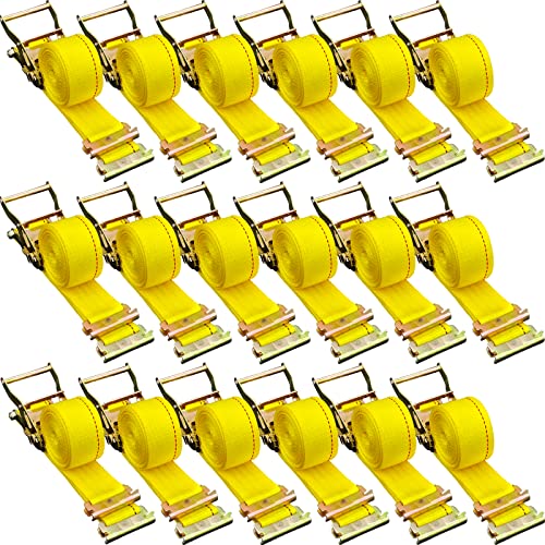 VEVOR 18PCS E Track Ratchet Strap, 2" x 15'E-Track Straps 4400 LBS Breaking Strength, Polyester Webbing & Spring Fitting &...