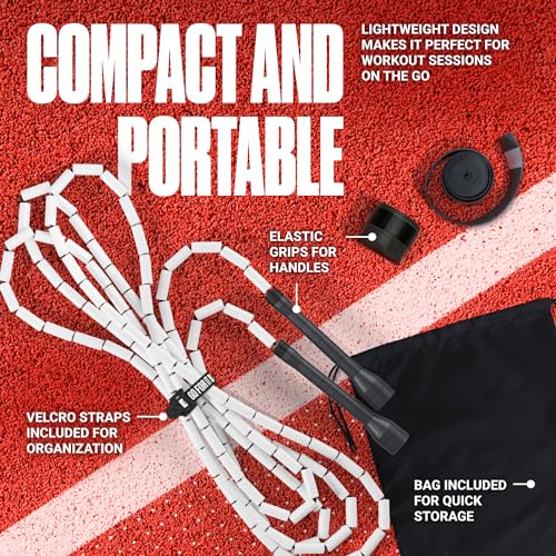 Sportbit Elite Beaded Jump Rope – Adjustable for Kids & Adults, Durable Fitness Skipping Rope for Cardio, Gym, Home & Outd...