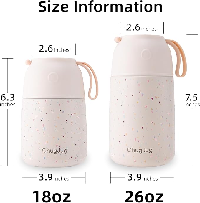 Thermo for Hot Food for Adults Kids | Wide Mouth, 18 oz Insulated Food Jar with Spoon, Leakproof Soup Thermo for School Office Travel, Thermal Steel Lunch Container Easy to Carry (White)
