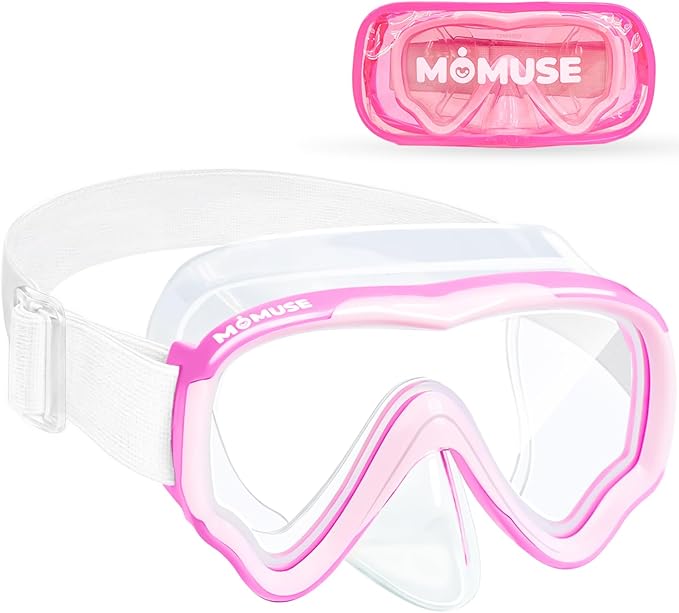 MOMUSE Kids Swim Goggles with Soft Fabric Strap, Diving Mask with 3D No-Leak Nose Cover, Anti-Fog & Shatterproof Lens, Swi...