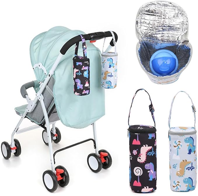 Milk Water Warmer Insulated Bag Baby Nursing Bottle Heater Freshness Preserved Feeding Bottle Bag for Car Travel, 7.87x2.75x3.15in, Black