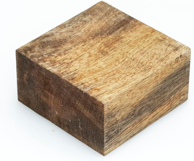 Exotic Wood Zone Mango Wood Unfinished Wood Bowl Blanks Kiln Dried | Hardwood Square Blocks for DIY Woodworking Enthusiasts Wood Pieces for Wood Crafts and Projects (4" x 4" x 2")