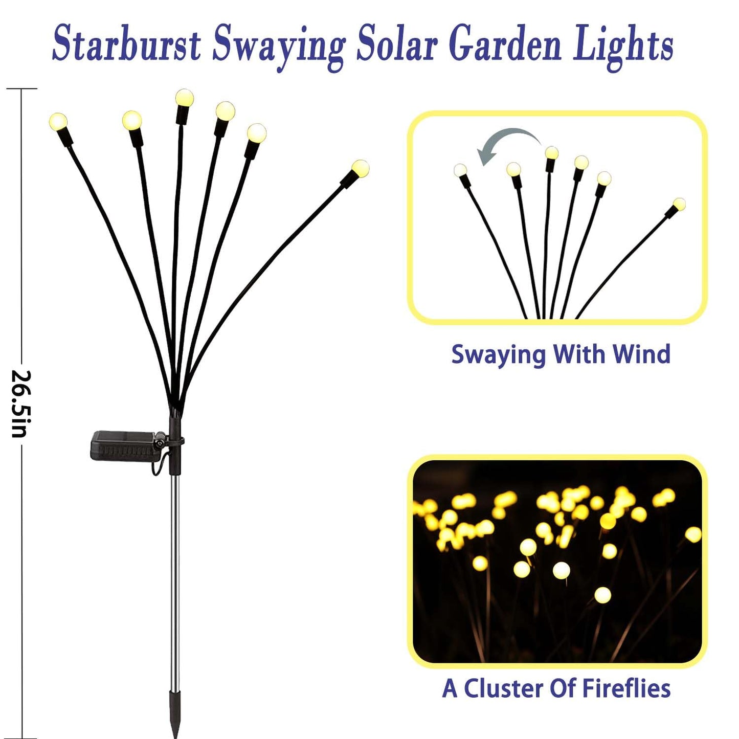 ZFNN Solar Garden Lights Outdoor, 10 Pack 60 LED Solar Firefly Lights, Swaying Waterproof Garden Decor for Yard Patio Pathway Lawn Gardening Gifts