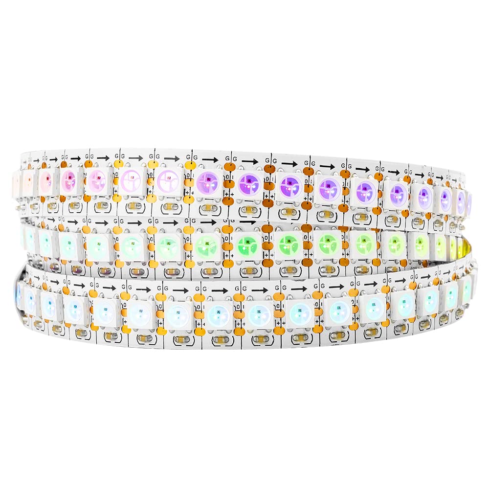 BTF-LIGHTING WS2812B RGB LED Pixel Strip 3.3FT 144LED White PCB Flexible Non-Waterproof