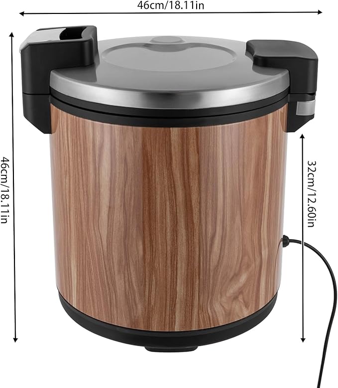 Commercial Rice Cooker 23L/6Gal Stainless Steel Electric Rice Warmer 100 Cup With One-Touch Operation Large Capacity Rice Cooker 110V 110W Wood Color