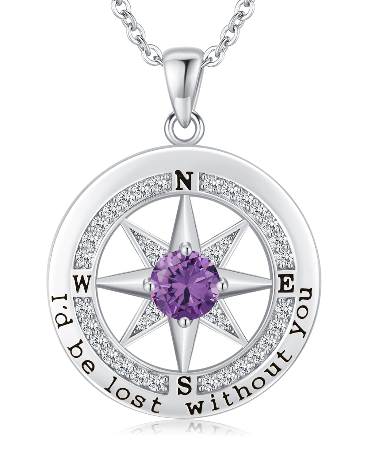 S925 Sterling Silver Necklace for Wife, Women Anniversary Year Gifts Compass Jewelry, Birthday Gift Ideas for Her Girlfriend, We