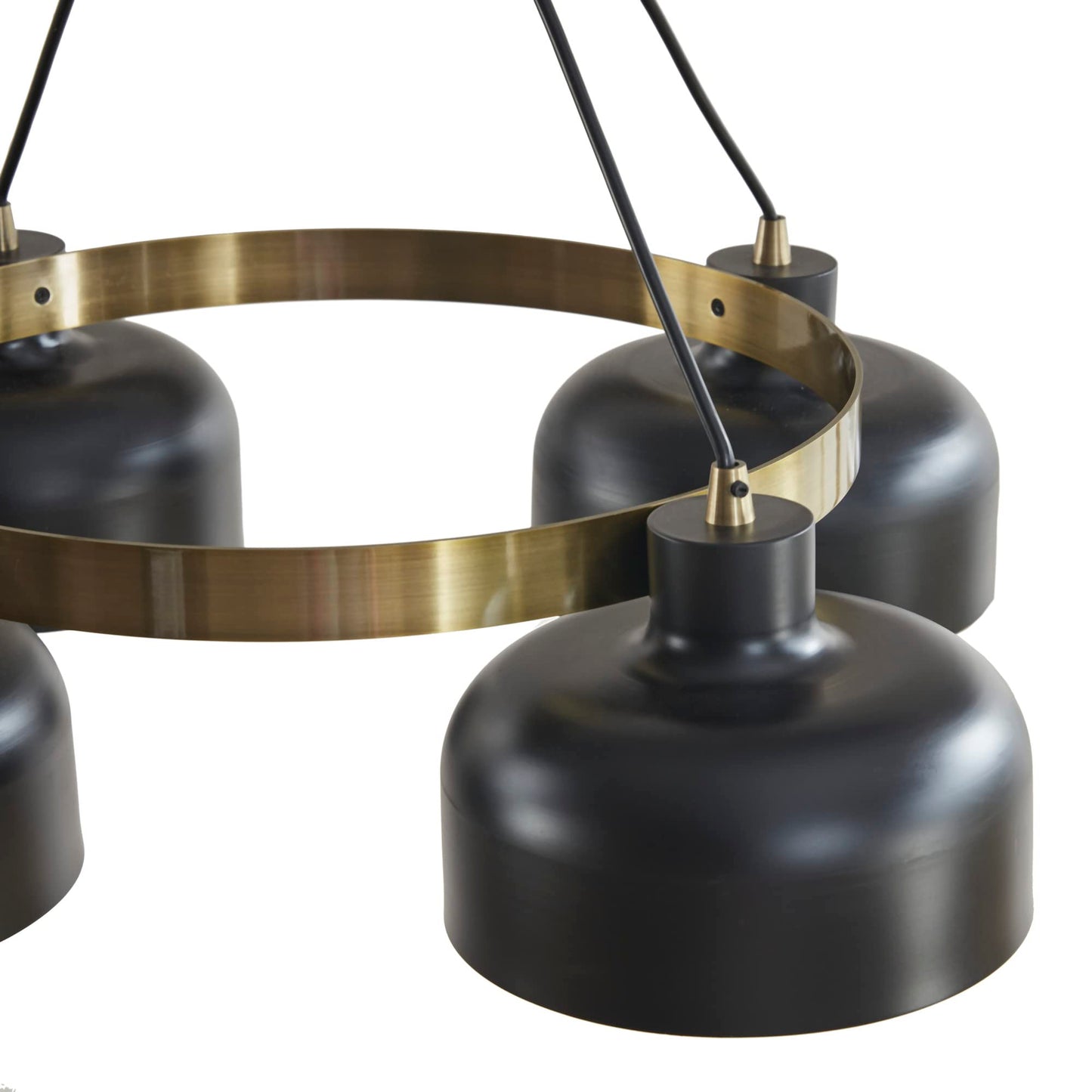 INK+IVY Abbott Chandelier, Adjustable Rod, 4 Bulbs, Iron, 28.5inDia x 26.5inH-50.5inH, Black/Gold, Model