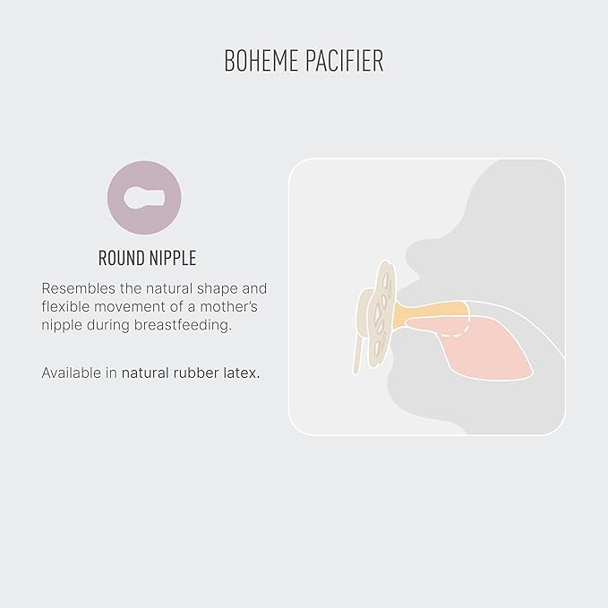 BIBS Boheme Soother 2-Pack. BPA Free Dummy Pacifier, Symmetrical Nipple. Natural Rubber Latex, Made in Denmark. 0-6 Months (Pack of 2), Baby Blue/Island Sea