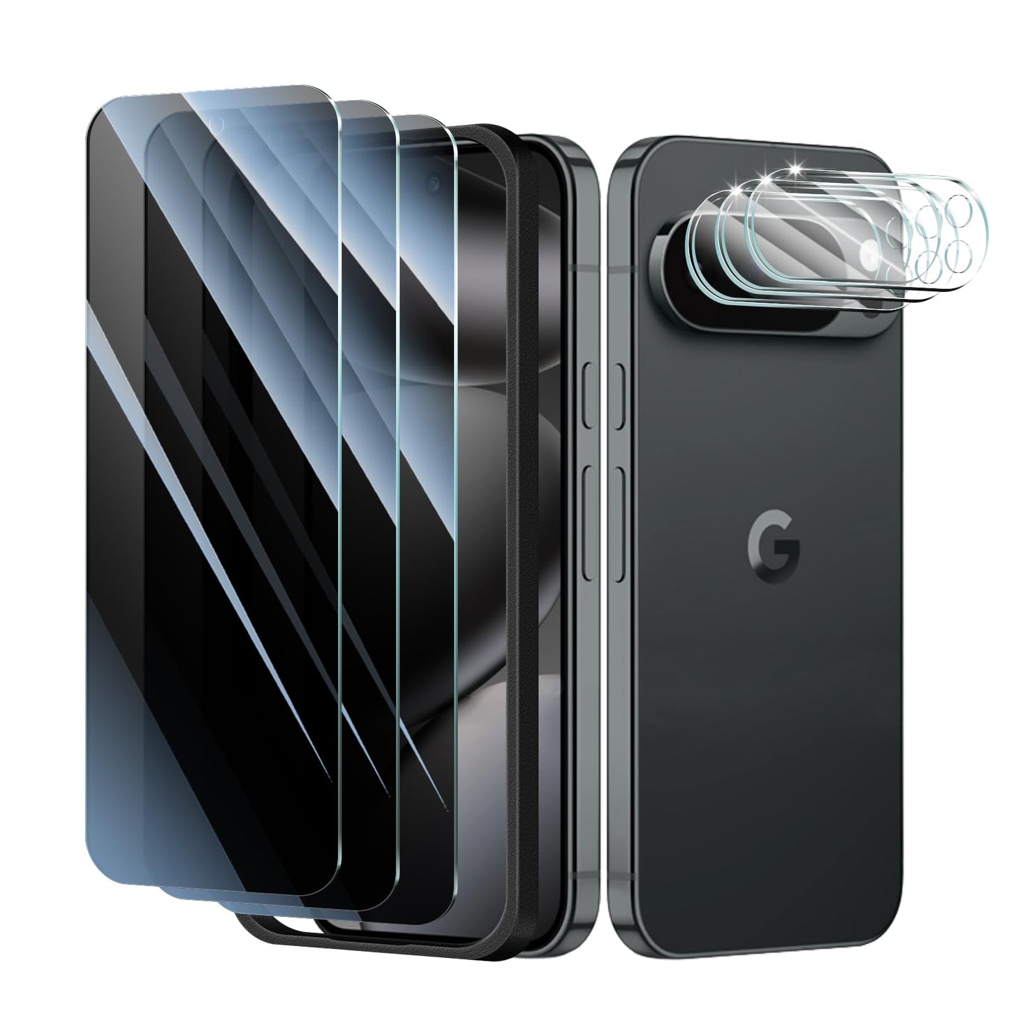 3+3+1-Pack, Privacy Screen Protector And Camera Lens Protector For Google Pixel 10 Pro Xl With Installation Alignment Aid, Anti-
