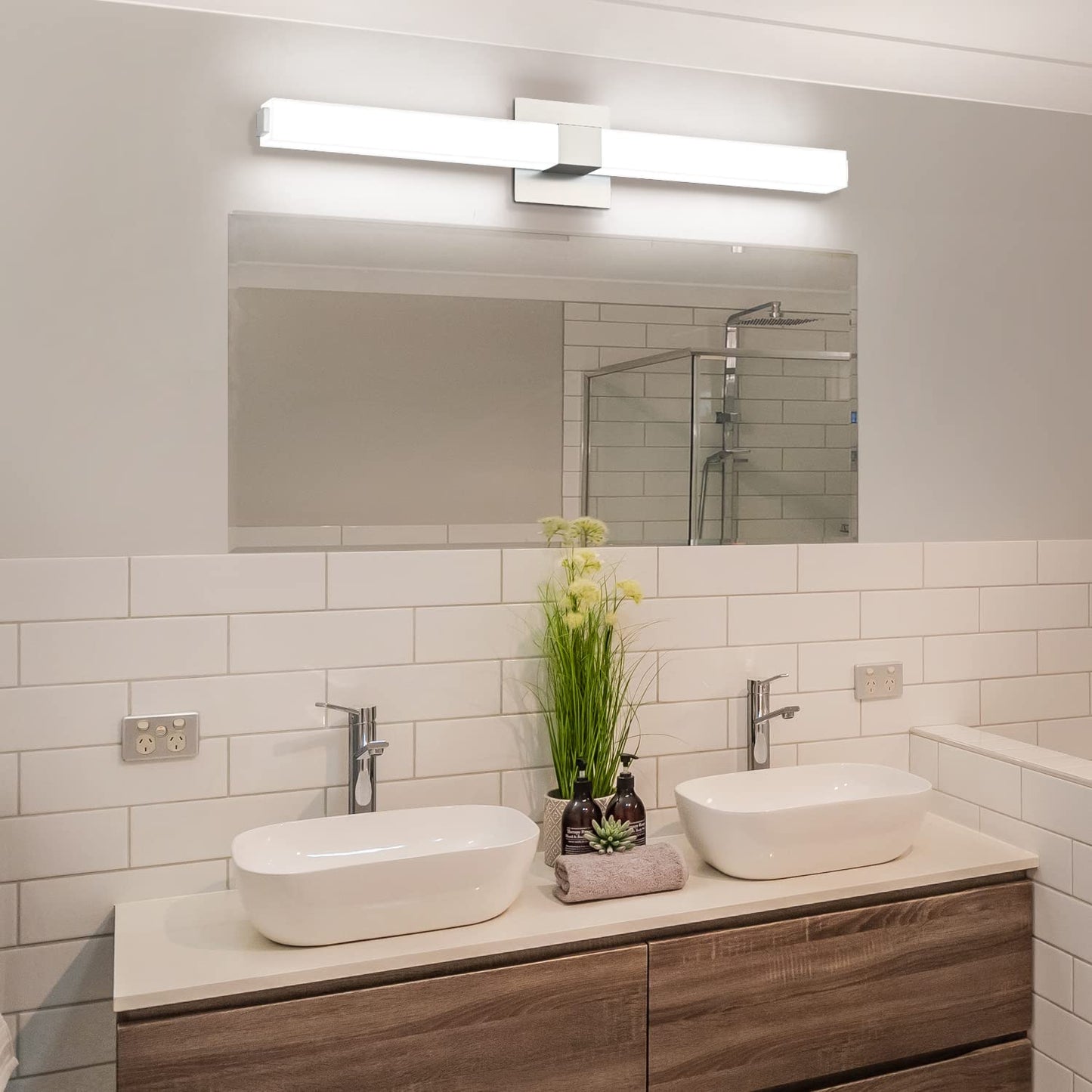 ZUZITO 32 Inch Brushed Nickel LED Bathroom Vanity Light - 3CCT Dimmable, Model S16001-810mm-3C