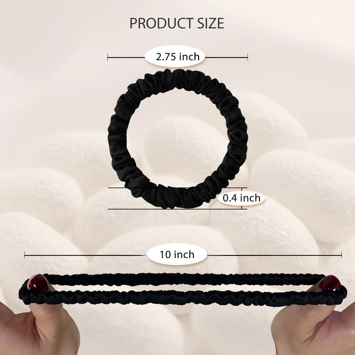22 Momme 100% Pure Mulberry Silk Scrunchies (10 PCS) - Small Hair Elastics and Ties for Women Sleep, Hair Care No Damage, Black*