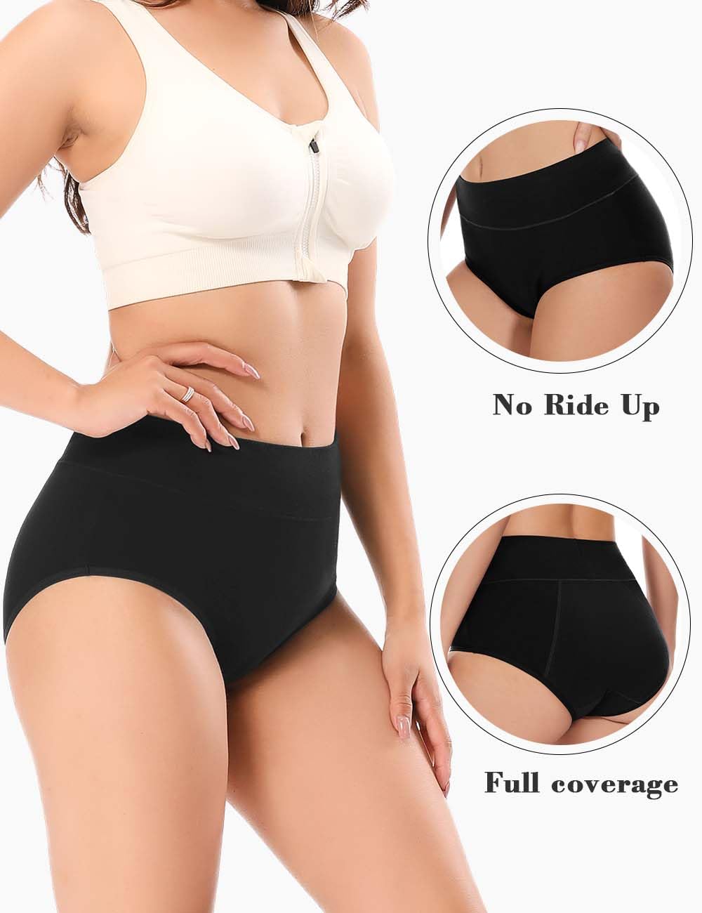 Molasus Incontinence Underwear for Women, High Absorbency, Period Leakproof, 3 Pack, Black, 3X-Large