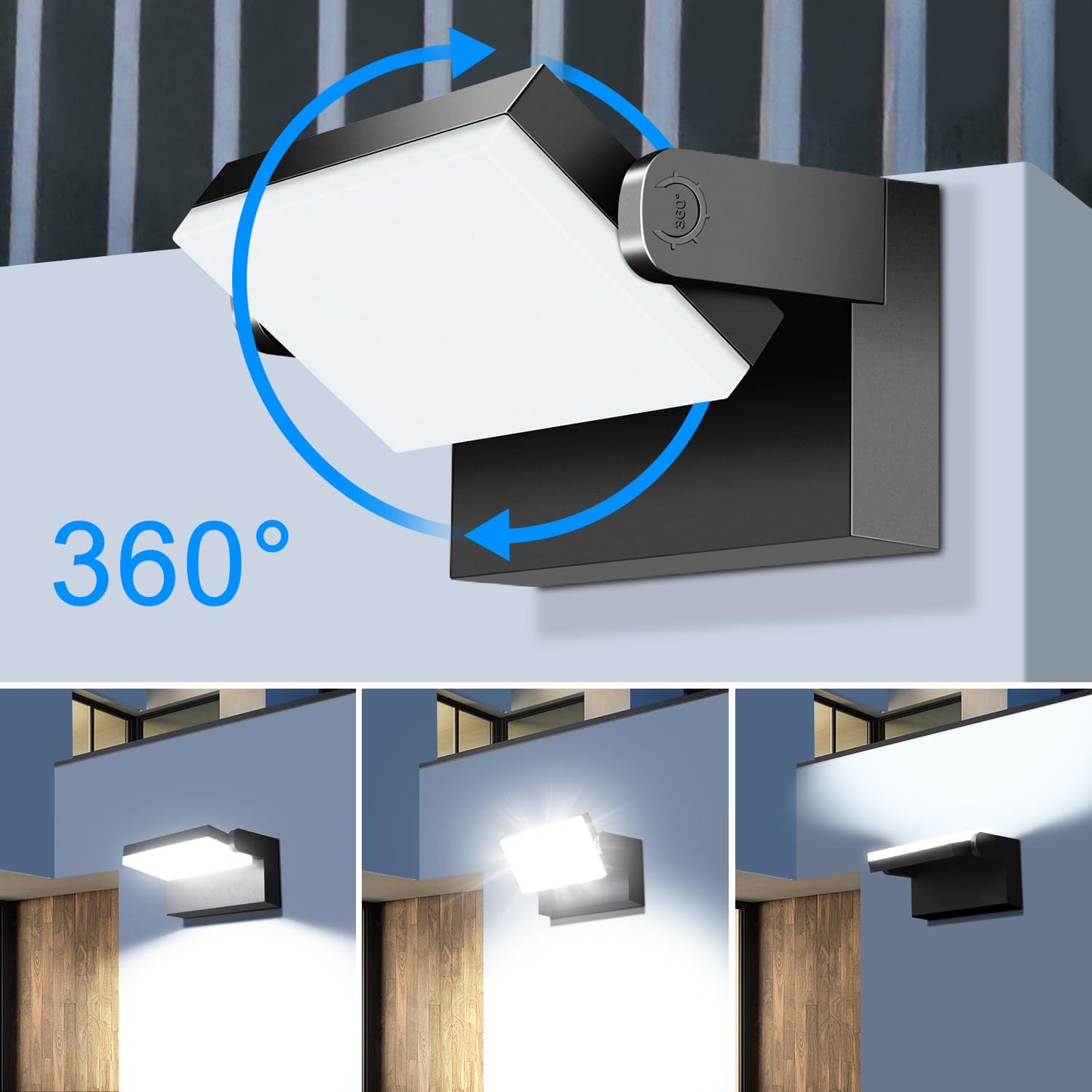 Ledmo 60W Led Flood Light - 360° Rotatable, Waterproof, Black, Model Led1361, Ideal For Outdoor Security & Garage Lighting
