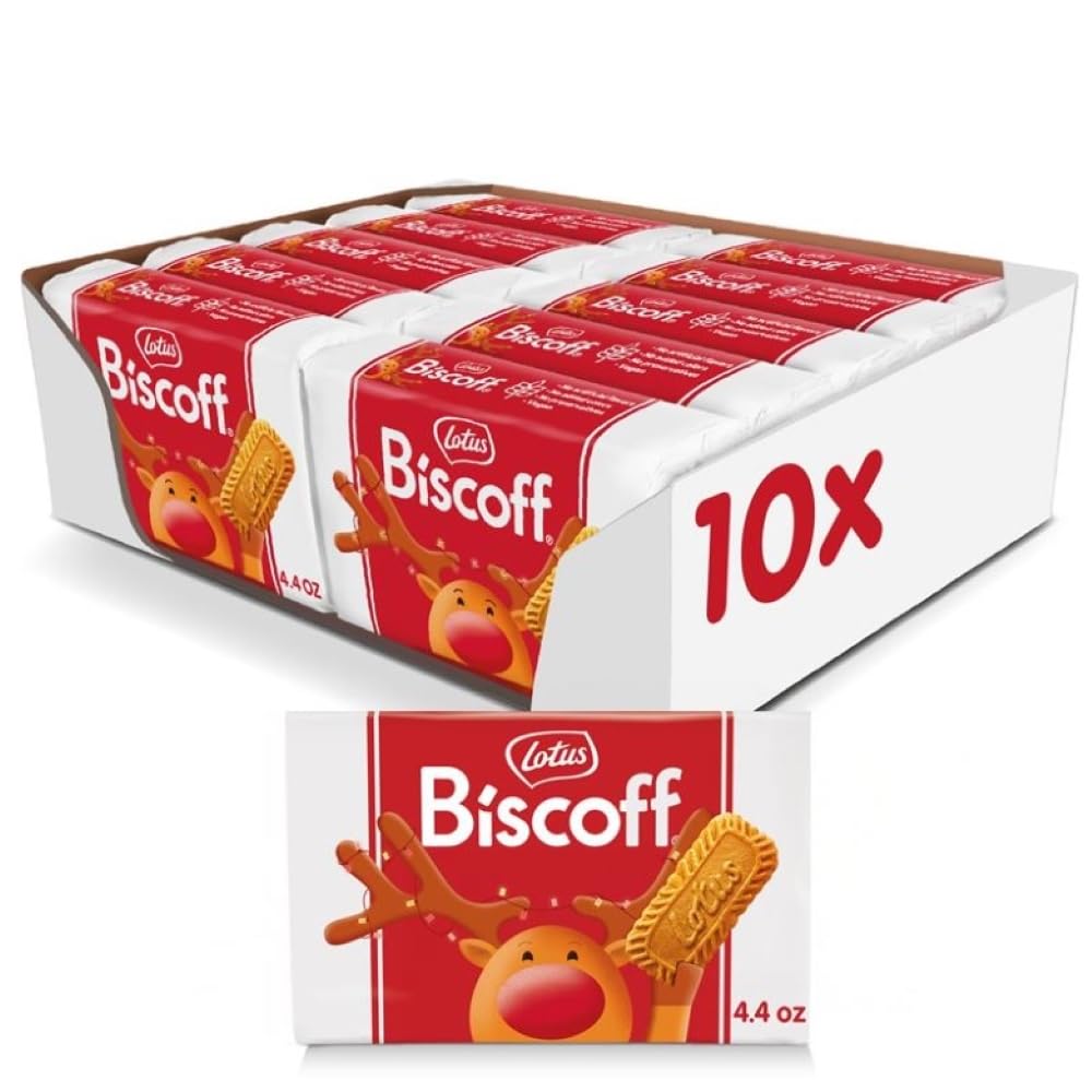 Lotus Biscoff Cookies, Caramelized Biscuit Cookies, 16 Cookies (Pack of 10), Non GMO + Vegan, 4.4 Ounce (Pack of 10), Snack Pack
