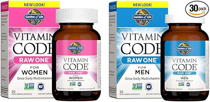 Garden of Life Multivitamin for Women, Vitamin Code Raw One & Vitamin Code Raw One for Men, Once Daily Multivitamin for Men, One a Day Mens Vitamins Plus Fruit, Veggies & Probiotics