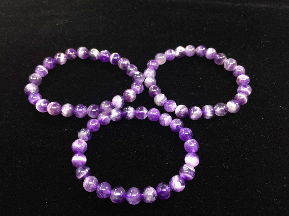 Adabele Real Natural Purple Amethyst Bracelet 8 inch Stretch Gemstone Beaded Bracelet Chakra Healing Crystal Stone Jewelry Women
