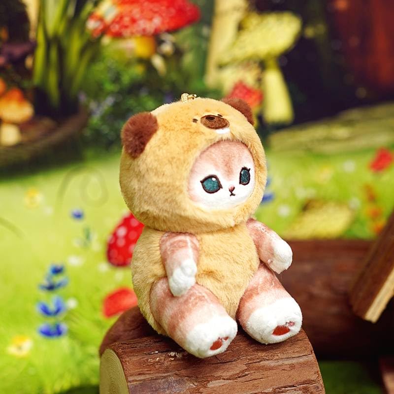 QHUACIZJL Cute cat keychain 5" plush backpack accessories bag pendant cute keychain gift (Beaver cat)