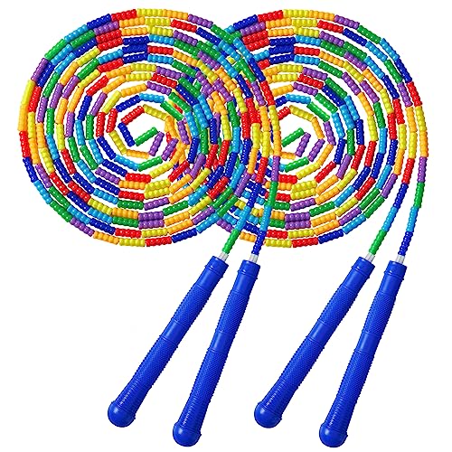 Newbyst Long Double Dutch Jump Rope 16 Ft 2 Pack, Soft Beaded Skipping Ropes for Kids Adults, Plastic Segmented Jump Rope ...