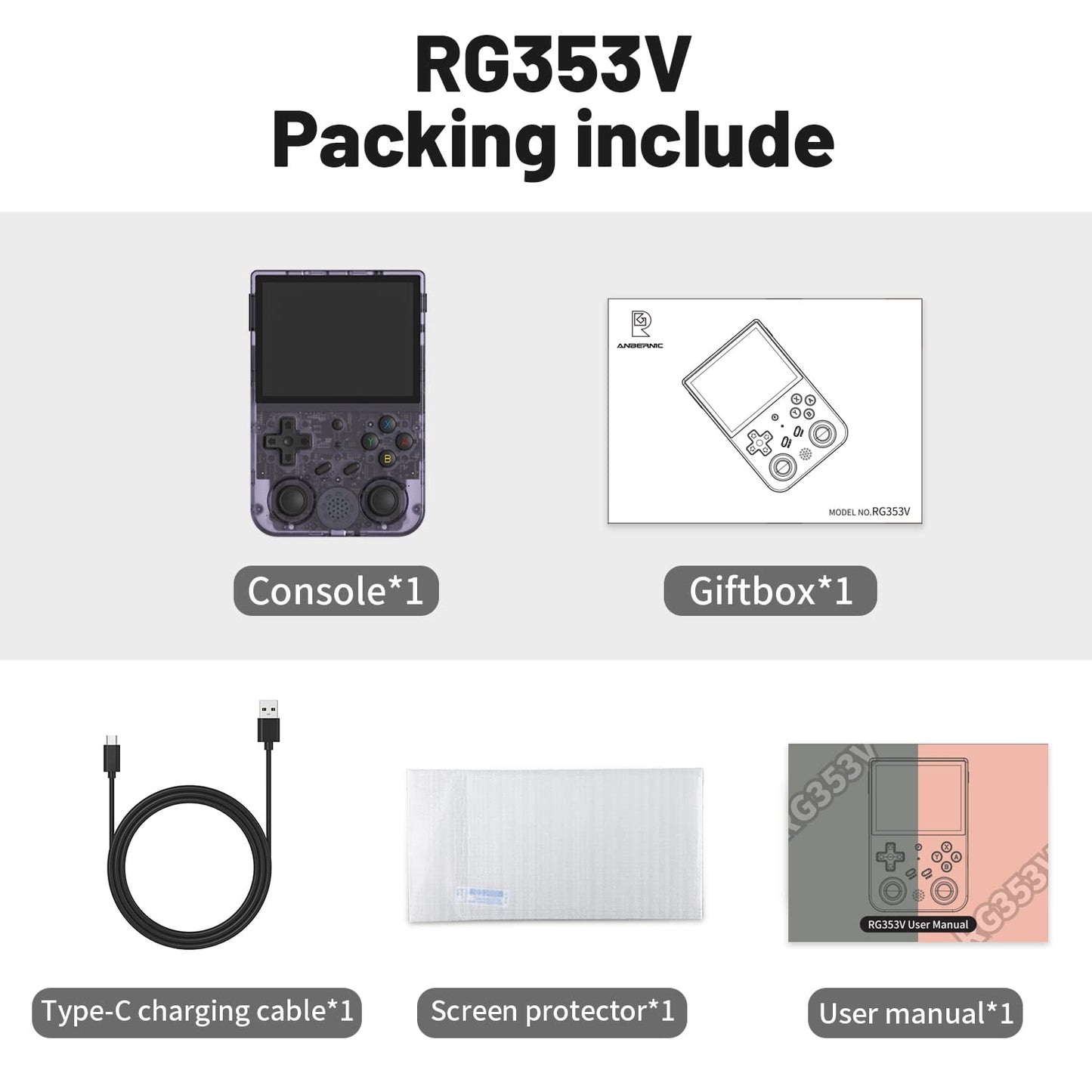 RG353V Retro Handheld Game with Dual OS Android 11 and Linux,RG353V with 64G TF Card Pre-Installed 4452 Games Supports 5G WiFi 4.2 Bluetooth Online Fighting,Streaming and HDMI