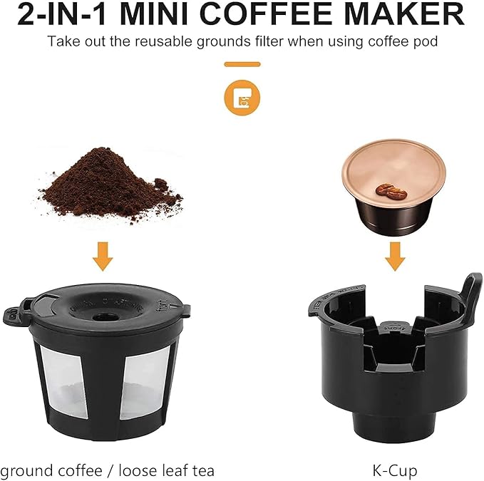 LITIFO Single Serve Coffee Maker for Ground coffee, Tea & K Cup Pod, 2-In-1 Small Coffee Machine with 6 to 14oz Reservoir, One-Button Fast Brew, Auto Shut-off & Self Cleaning Function (Green)
