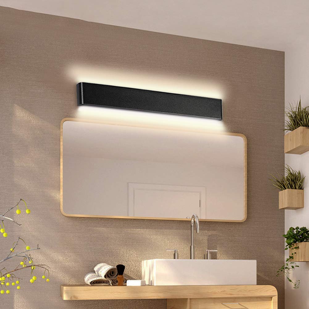 Aipsun LED Vanity Light - Matte Black Wall Mount, 43.3in, Warm Light 3000K