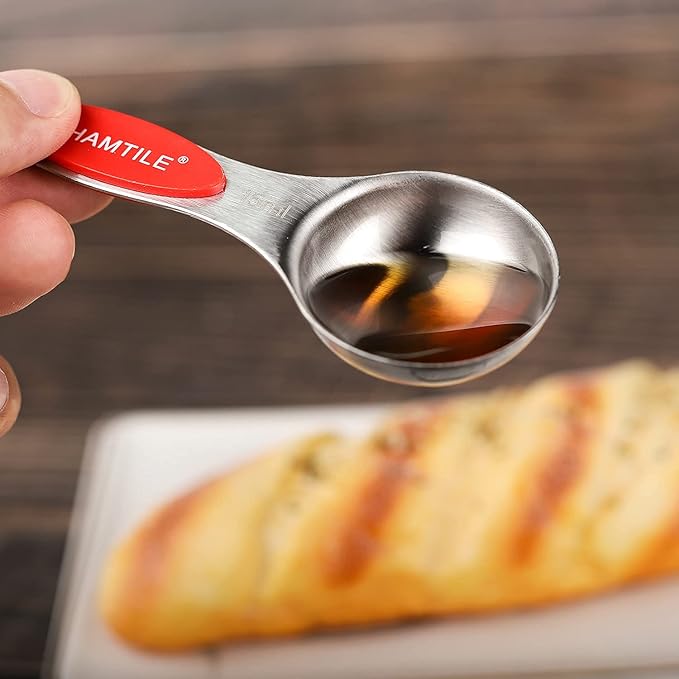 Magnetic Measuring Spoons Set Stainless Steel Dual Sided Stackable Teaspoon Tablespoon Nesting Measuring Spoon for Measuring Dry and Liquid Ingredients Color