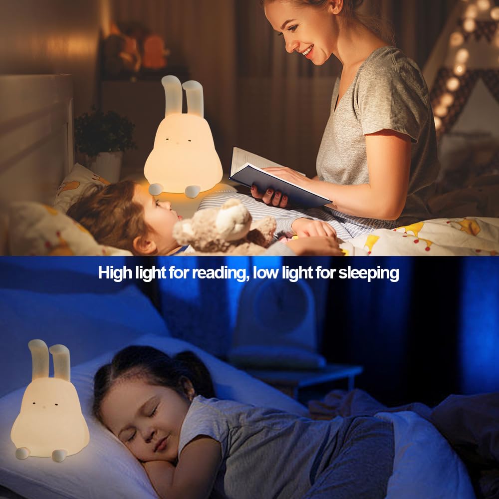 Myratts Cute Bunny Lamp  Kawaii Led Desk Decor Nightlight With Phone Stand Feature  Super Squishy Silicone Portable Light With Timer  Xmas Birthday Ideal Gifts For Baby Kid mature-themed