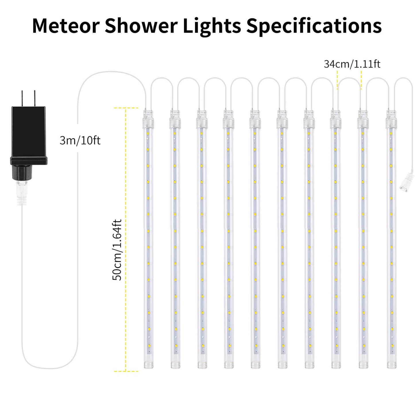 Jjgoo ?4 Pack? Christmas Lights Meteor Shower Rain Lights 20Inch  Totally 40 Tube 1440 Leds Icicle Light Outdoor Raindrop Light For Xmas Halloween Wedding Party Tree Holiday Decoration  Red