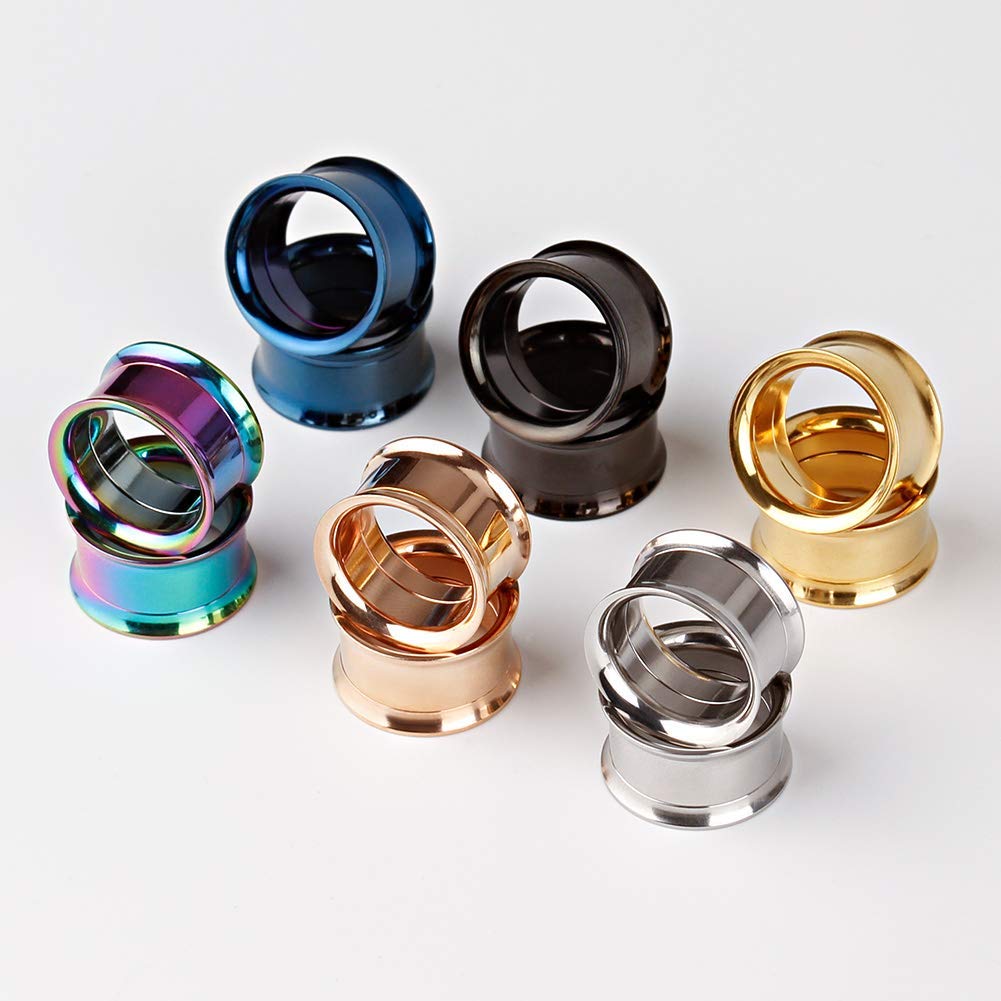 TBOSEN Set of 12 pcs Stainless Steel Ear Plugs Large Double Flare Alloy Gauges Stretching Screw Fit Tunnels Gauge 2g - 1 inch