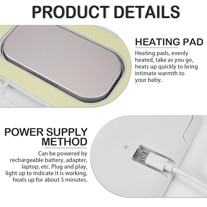 Baby Wipes Warmer Travel Wipes Warmer Portable Thermostat Reusable Wipes Heater for Home Car Travel （White）