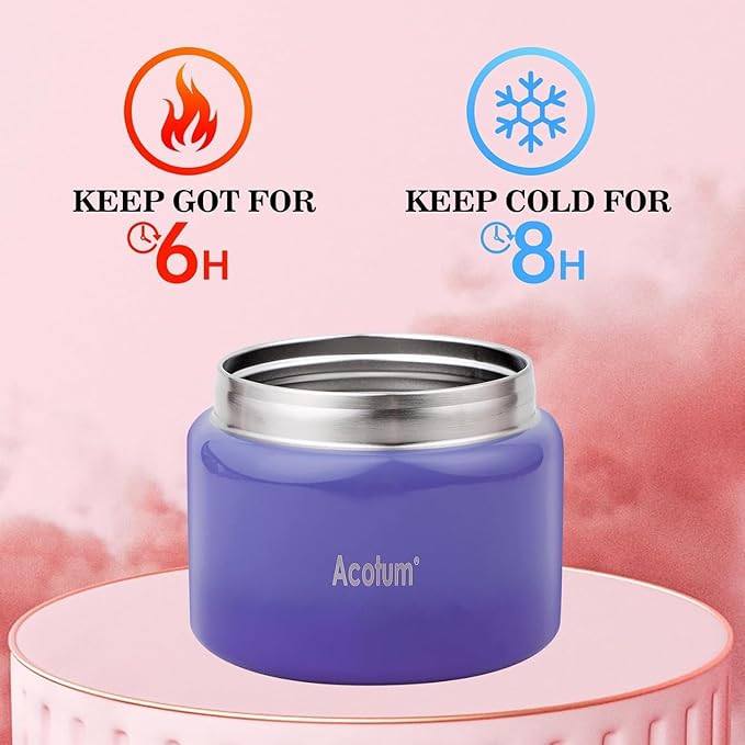 Insulated Thermo Food Jar for Kids - 12 Oz Capacity, Suitable for Hot & Cold Foods, Leak-Proof Vacuum Stainless Steel Design with Wide Mouth for Lunches, Soups and Travel