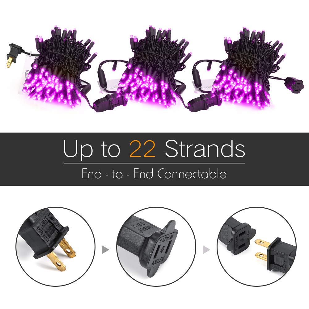 Brizled 33ft 100 LED Purple Halloween String Lights, UL Certified, Copper Wire, Model I3-100-4