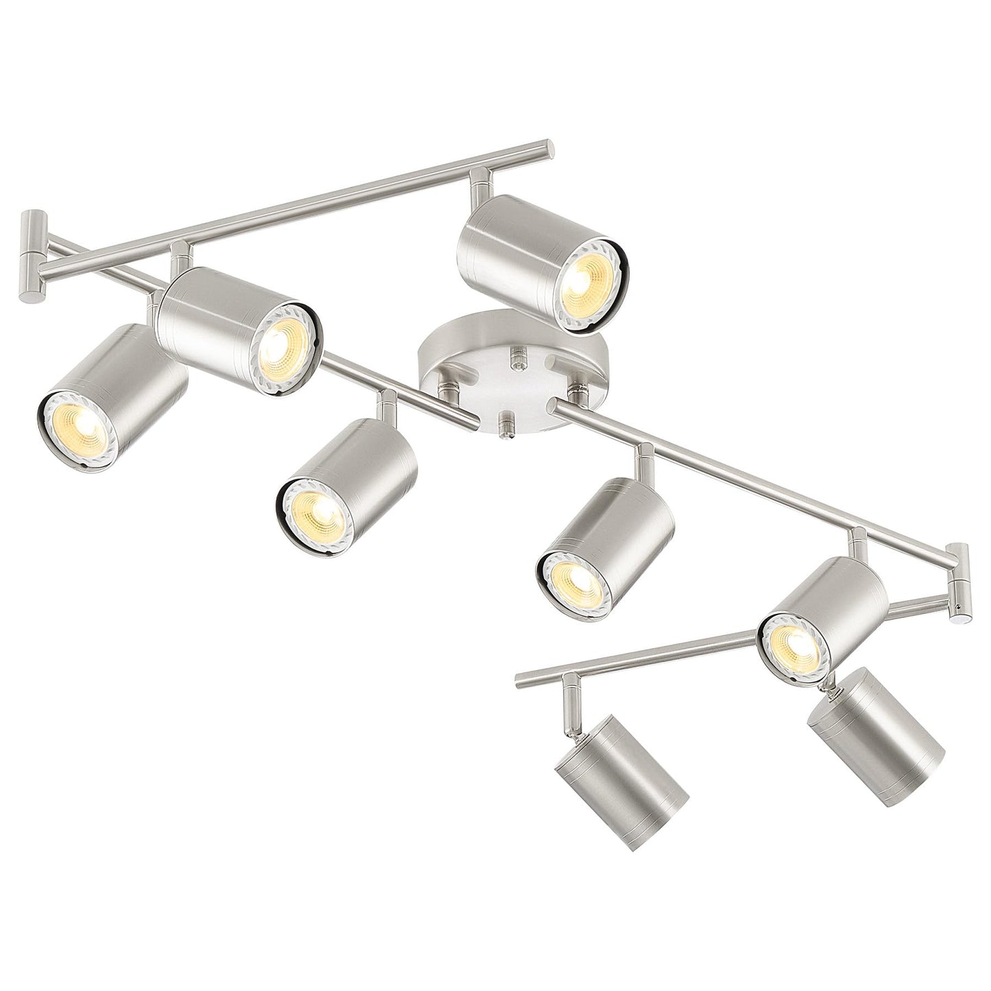 Vonluce 8 Light Track Light Fixture  Led Track Lighting Kit With Rotatable Heads  3-Color Gu10 Bulbs Included  Modern Ceiling Spotlight For Kitchen Office Closet Studio Bedroom  Nickel