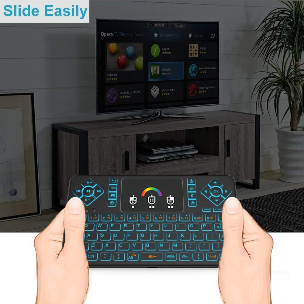 Q9 Mini Wireless Keyboard With Touchpad - Colorful Backlit Small Rechargeable Remote Keyboard For Pc, Raspberry Pi 4, Android Tv