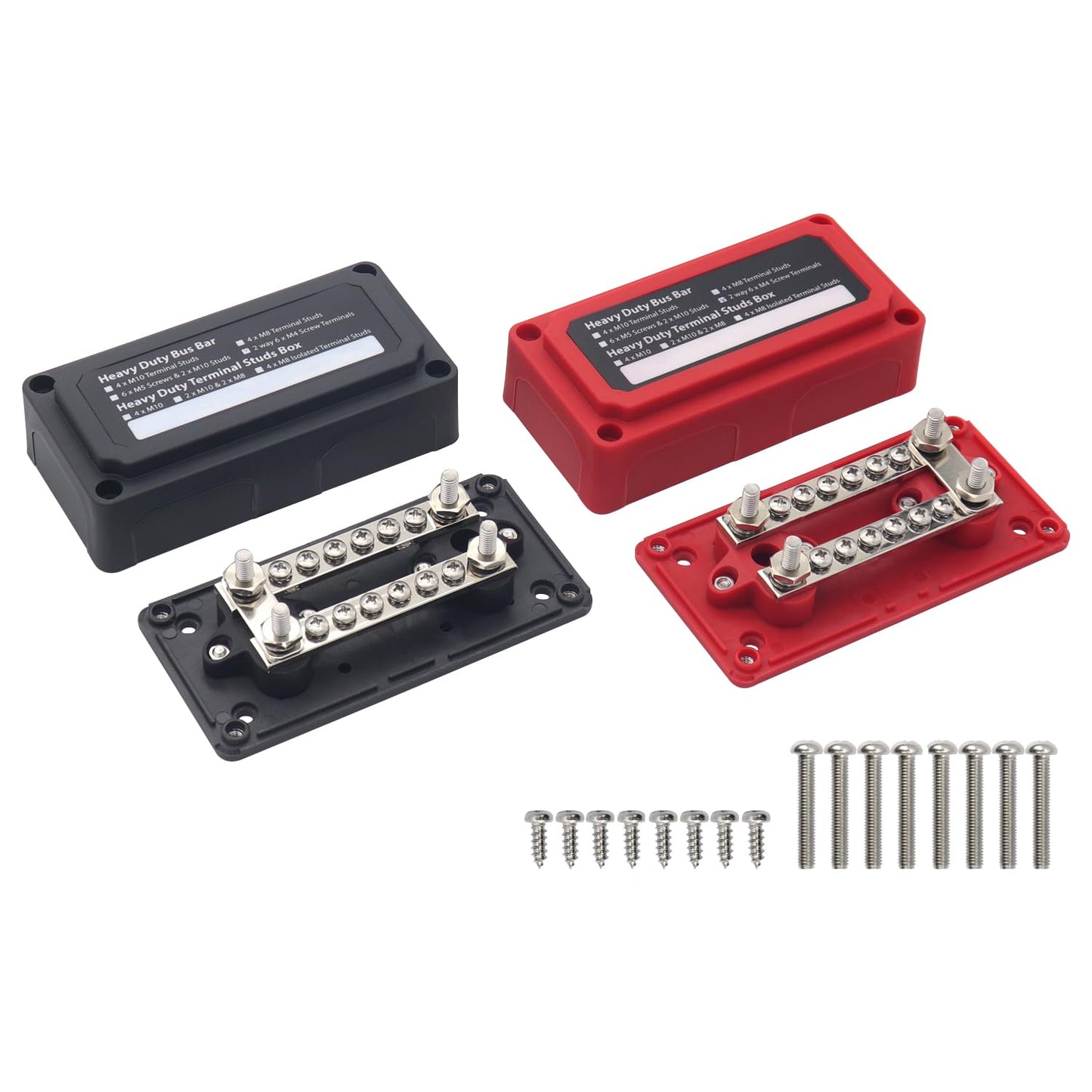 Gloaso 100A Bus Bar With 4X 1/4  Posts+ 12X 5/32  Screws Battery Terminals Distribution Block, 12V-48V Dc Power Busbar For Solar