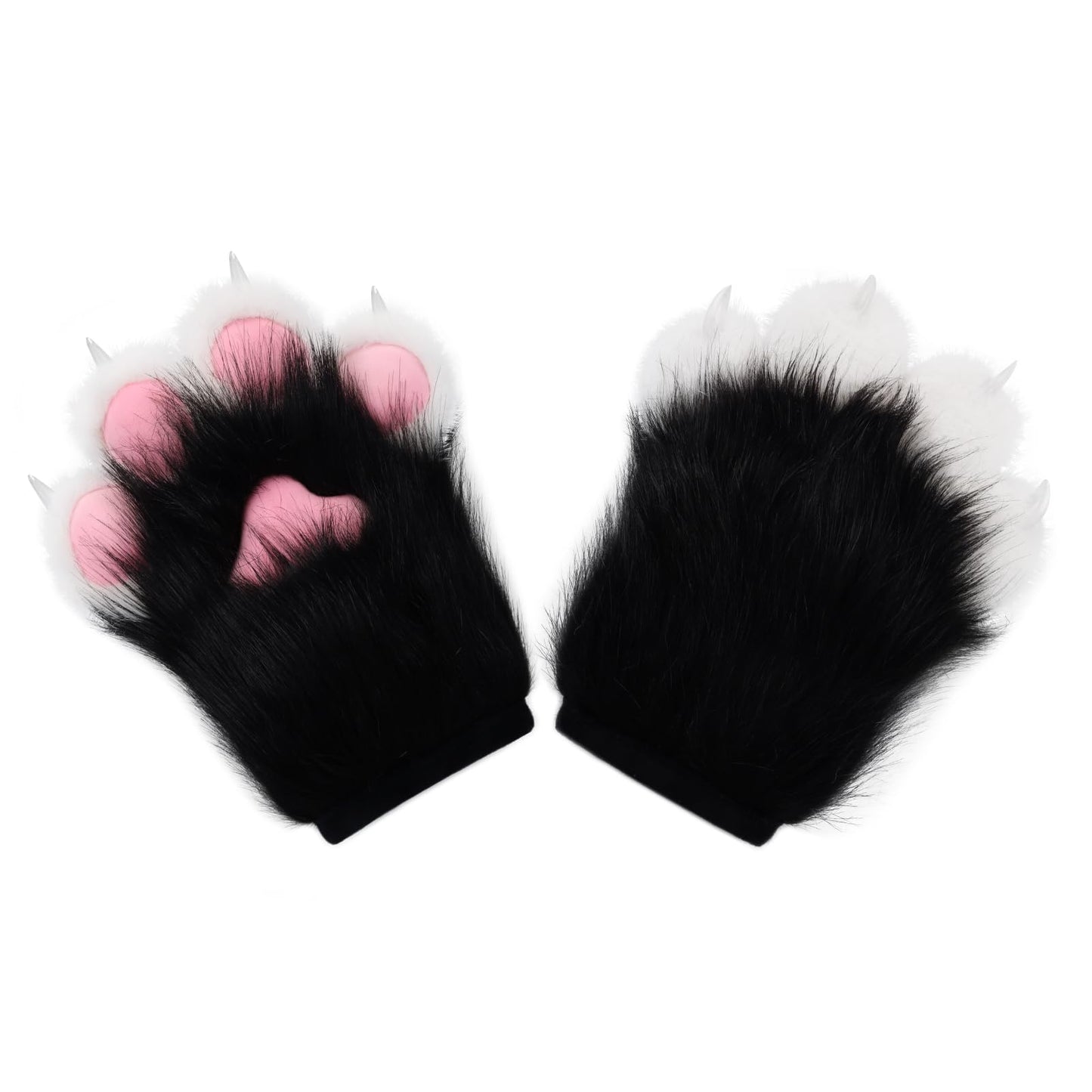 HAOAN Furry Faux Fur Fox Cat Paws Gloves Animal Fursuit Mittens Halloween Christmas Cosplay Costume Props