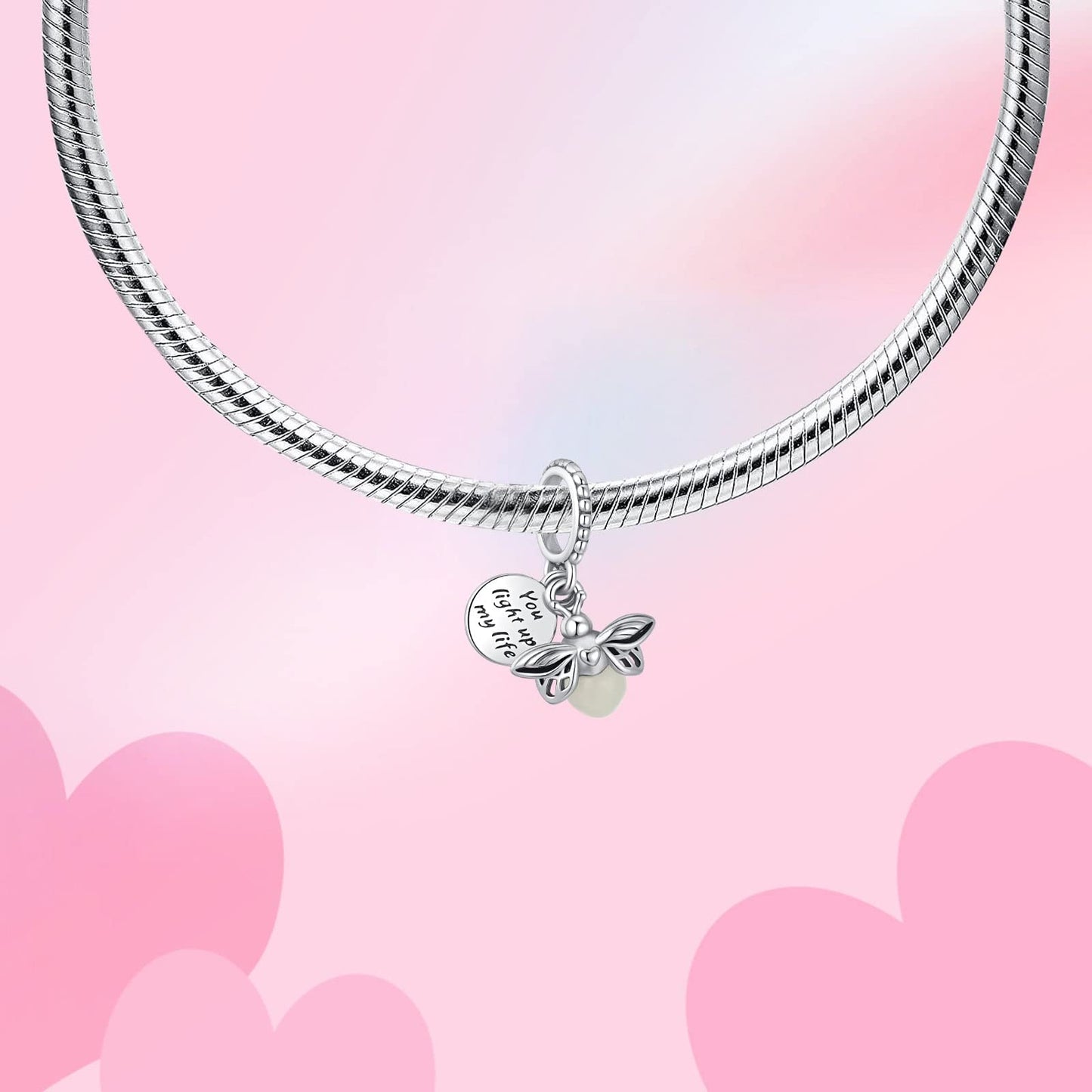 Alstade Night Glow Firefly Dangle Charm 925 Sterling Silver Charms fits Bracelets and Necklace Pendant Bead Charms Jewelry Prese