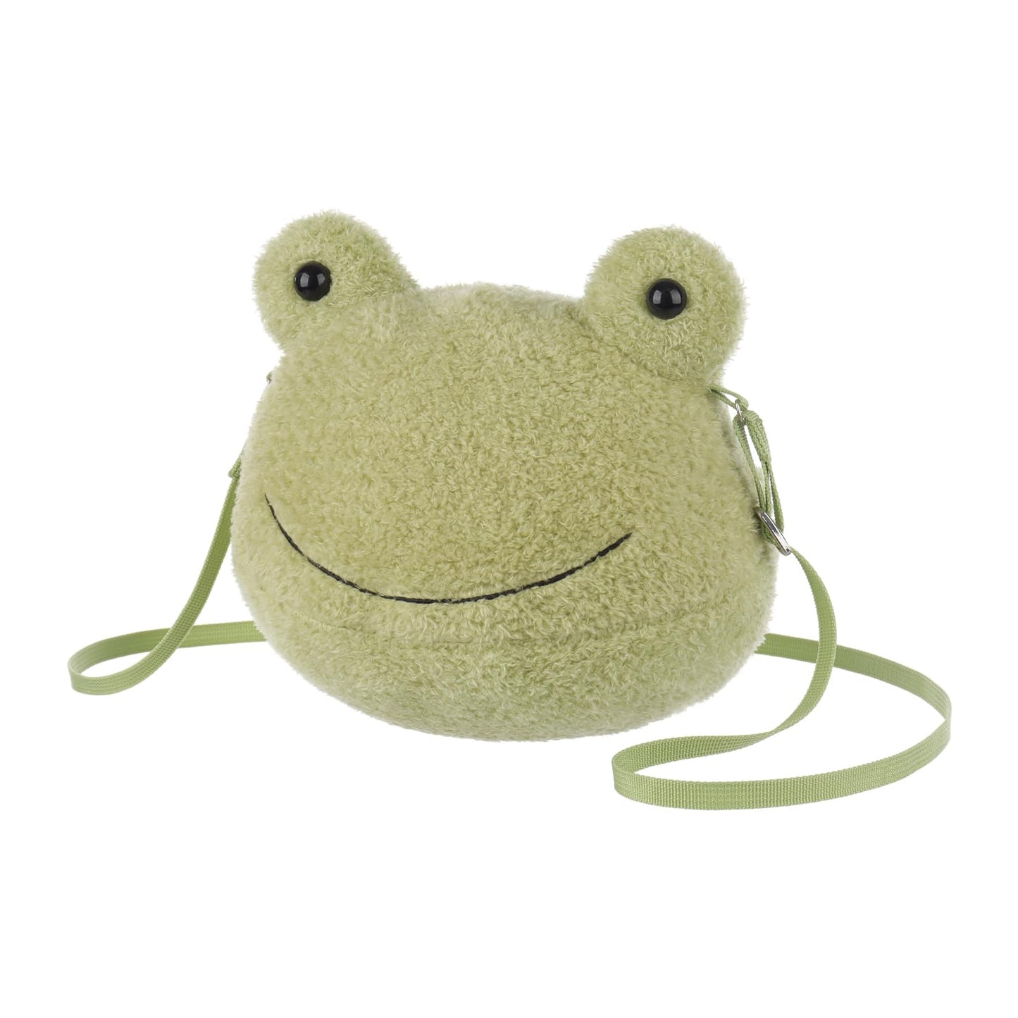 Apricot Lamb Velvet Frog Shaped Crossbody Plush Purse for Toddlers and Teen Girls, Stuffed Animal Shoulder Bag, Kids Fashion Handbags, 8.7 Inches