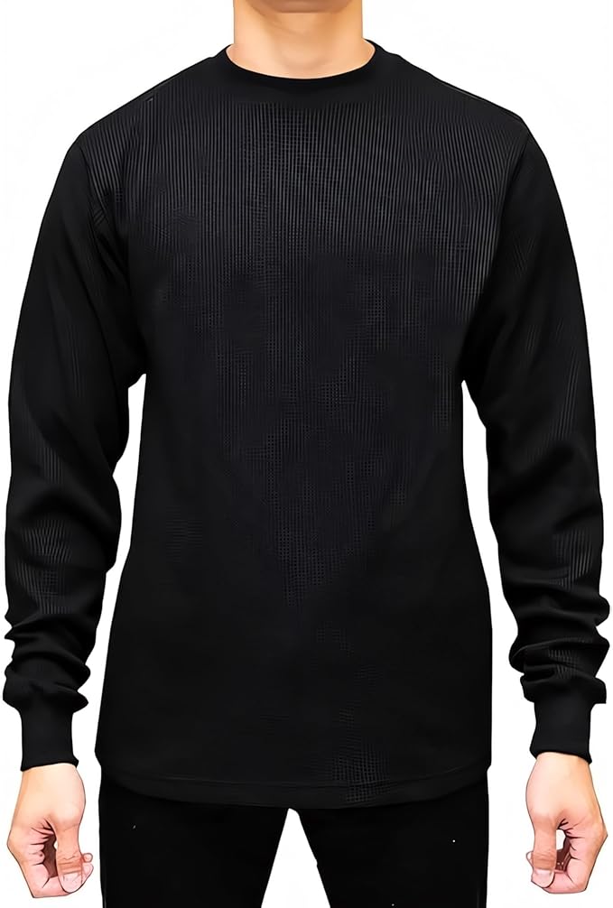 Access Men’s Heavyweight Thermal Shirt Crew Neck, Waffle Knit Long Sleeve Base Layer for Cold Weather